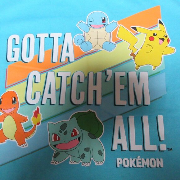 Girls Pokemon Catch Em All S/S Blue T Shirt Size Small (6/6X) New With Tag - Picture 4 of 4